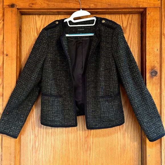 Talbots Tweed Blazer Black Brown & Metallic 8 - Picture 7 of 14